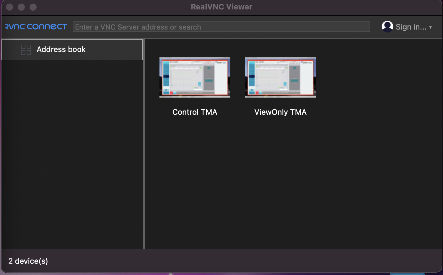 VNC Viewer Control TMA